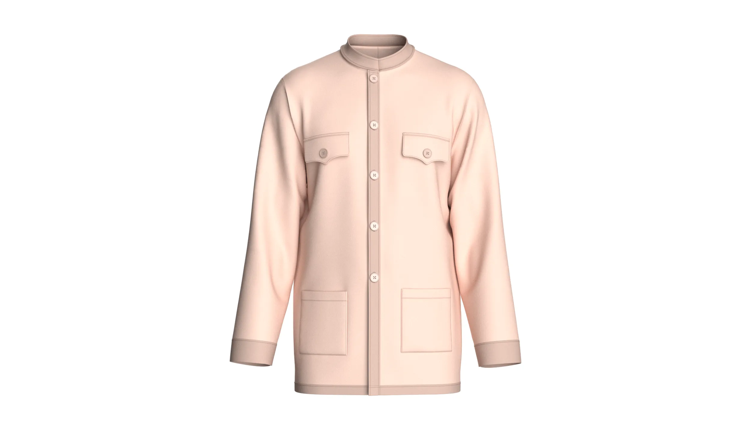 Men Mandarin Collar Multi Pocket Shirt 3D Model .c4d .max .obj .3ds .fbx .stl .blend 