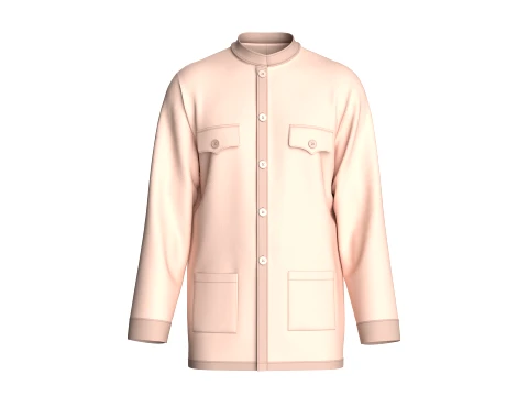 Men Mandarin Collar Multi Pocket Shirt 3D Model