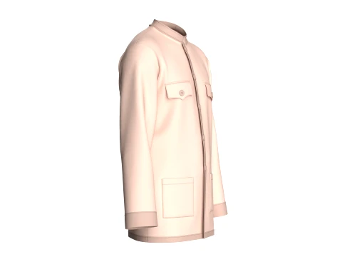 Men Mandarin Collar Multi Pocket Shirt 3D Model