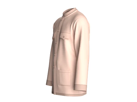 Men Mandarin Collar Multi Pocket Shirt 3D Model