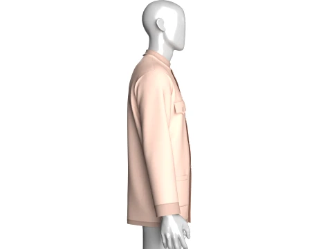Men Mandarin Collar Multi Pocket Shirt 3D Model