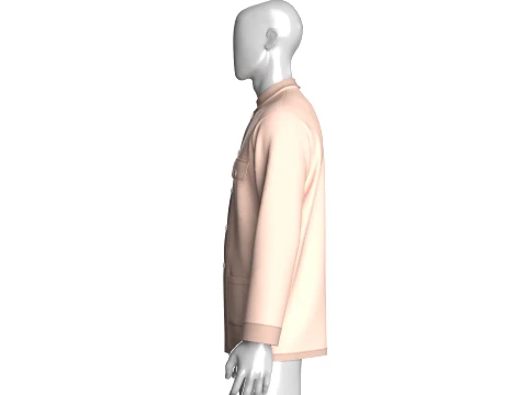 Men Mandarin Collar Multi Pocket Shirt 3D Model