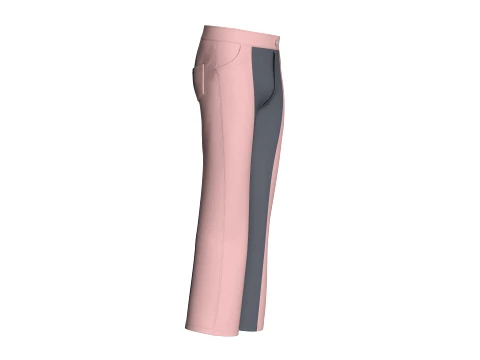 Men Color-Blocked Flared Pant 3D Model