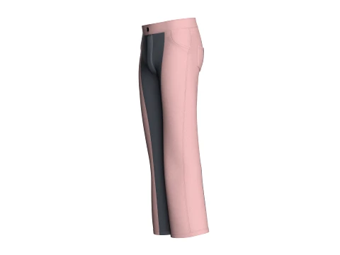 Men Color-Blocked Flared Pant 3D Model