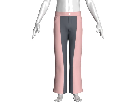 Men Color-Blocked Flared Pant 3D Model