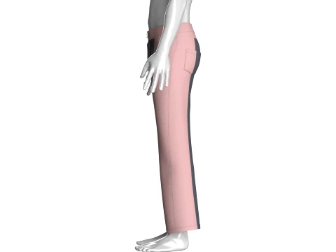 Men Color-Blocked Flared Pant 3D Model