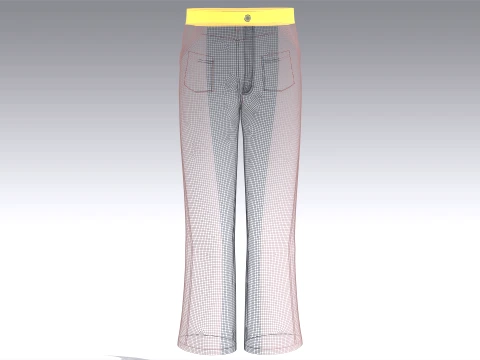 Men Color-Blocked Flared Pant 3D Model