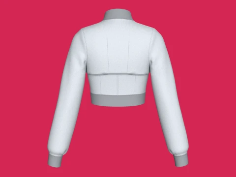 Girls Keyhole Cutout Long-Sleeve Crop Top 3D Model