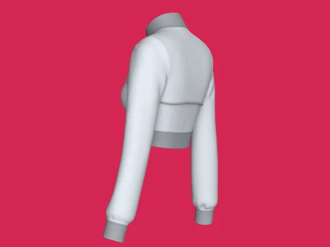 Girls Keyhole Cutout Long-Sleeve Crop Top 3D Model