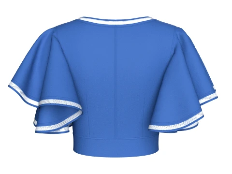 Girls Plunging V Neck Flutter Sleeve Cropped Top 3D Model