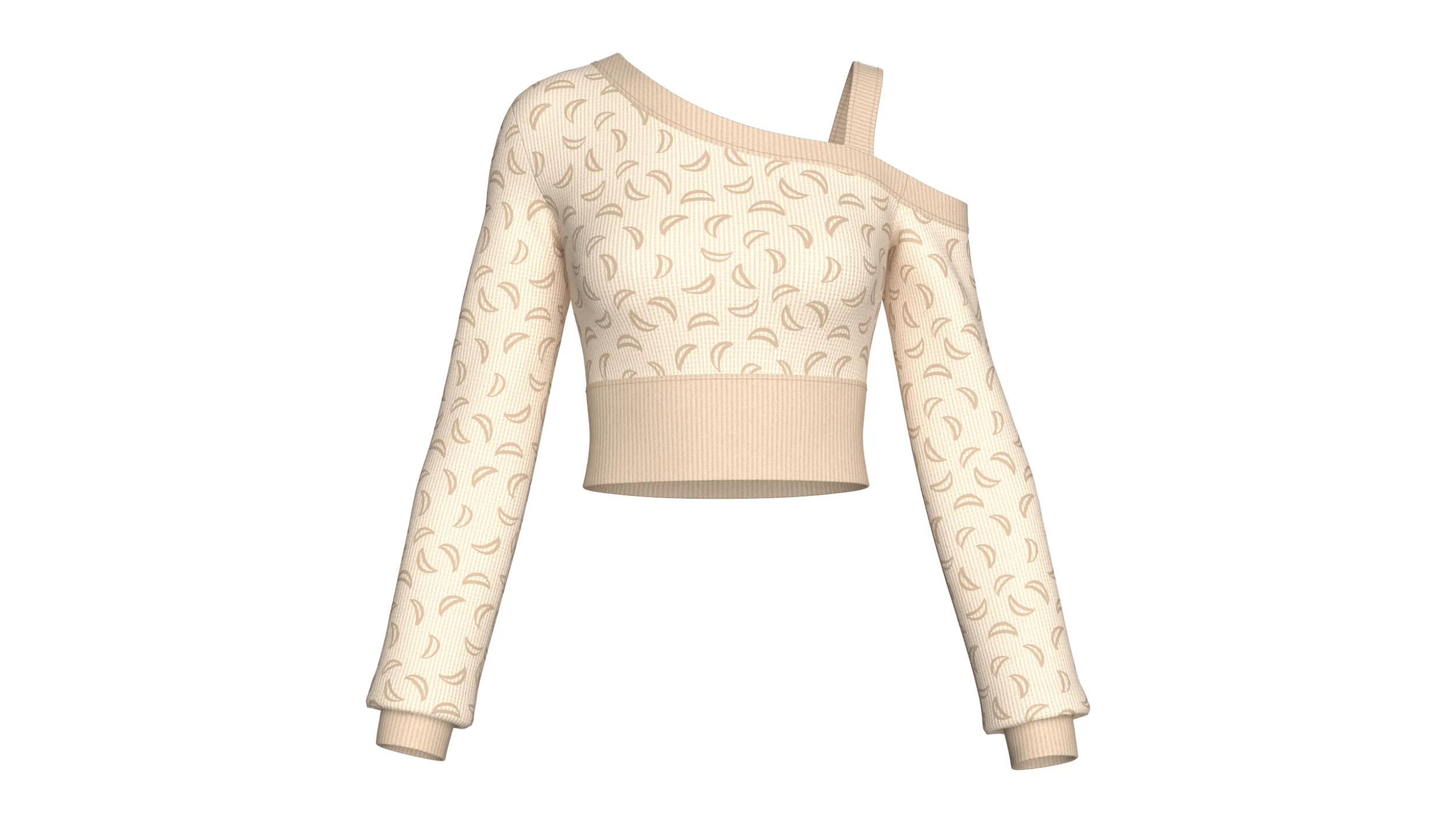 Girls Printed One-Shoulder Crop Sweater 3D Model .c4d .max .obj .3ds .fbx .stl .blend 
