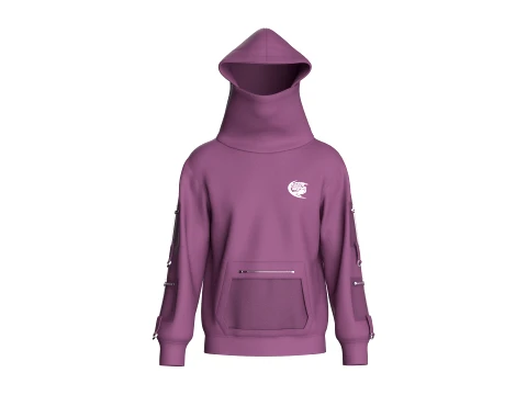 Men High-Neck Cowl Hooded Sweatshirt 3D Model