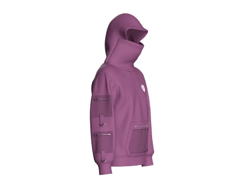 Men High-Neck Cowl Hooded Sweatshirt 3D Model