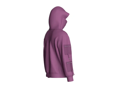 Men High-Neck Cowl Hooded Sweatshirt 3D Model