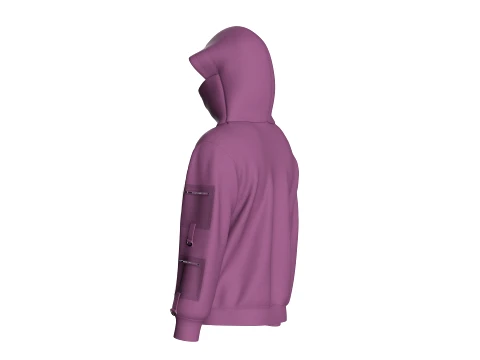 Men High-Neck Cowl Hooded Sweatshirt 3D Model