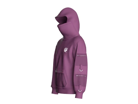 Men High-Neck Cowl Hooded Sweatshirt 3D Model