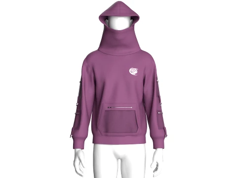Men High-Neck Cowl Hooded Sweatshirt 3D Model