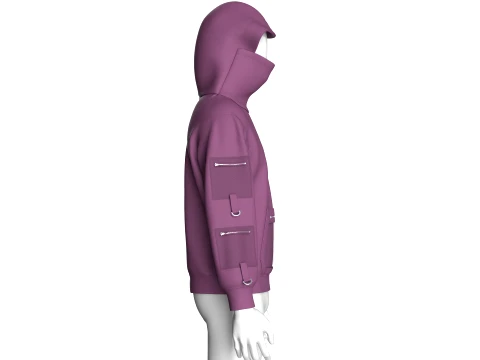 Men High-Neck Cowl Hooded Sweatshirt 3D Model
