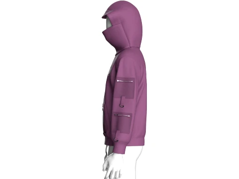 Men High-Neck Cowl Hooded Sweatshirt 3D Model