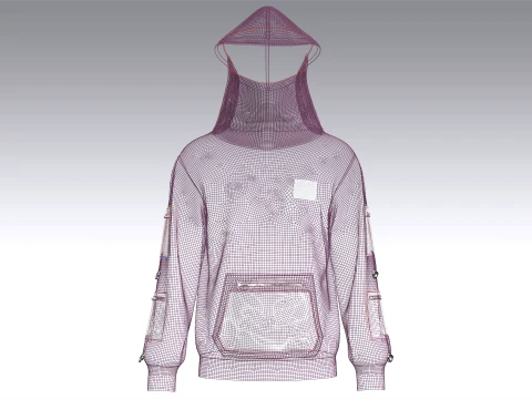 Men High-Neck Cowl Hooded Sweatshirt 3D Model