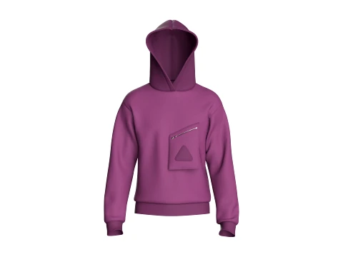 Men Zip Chest Pocket Hoodie 3D Model