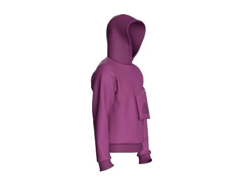 Men Zip Chest Pocket Hoodie 3D Model