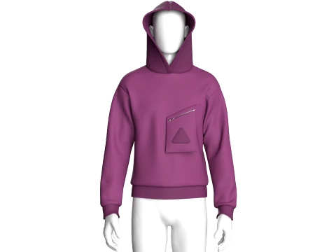 Men Zip Chest Pocket Hoodie 3D Model