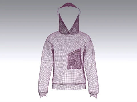 Men Zip Chest Pocket Hoodie 3D Model
