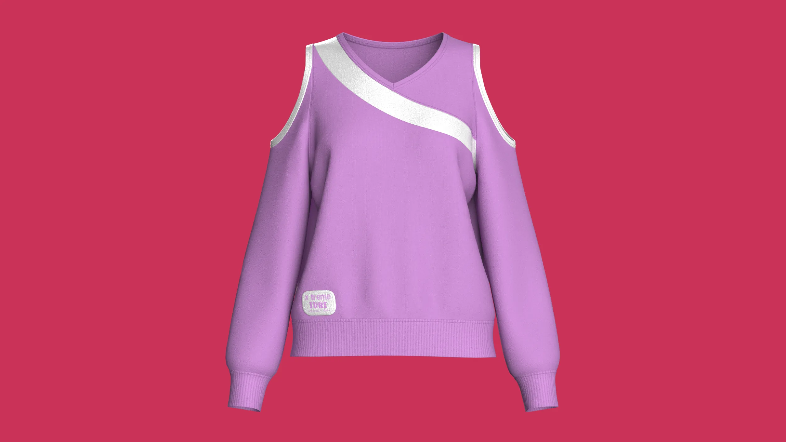 Girls Cold-Shoulder Diagonal Stripe Sweatshirt 3D Model .c4d .max .obj .3ds .fbx .stl .blend 