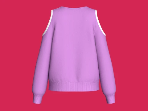 Girls Cold-Shoulder Diagonal Stripe Sweatshirt 3D Model