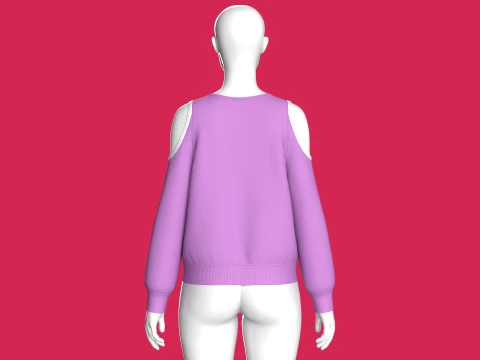 Girls Cold-Shoulder Diagonal Stripe Sweatshirt 3D Model