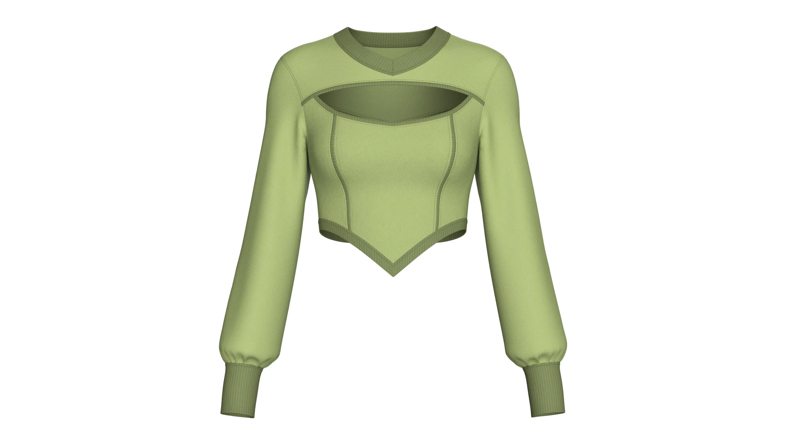 Girls Keyhole Cutout Long Sleeve Crop Top V2 3D Model .c4d .max .obj .3ds .fbx .stl .blend 