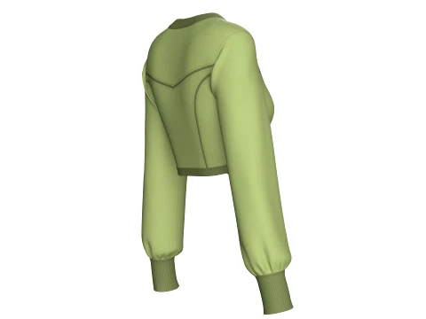 Girls Keyhole Cutout Long Sleeve Crop Top V2 3D Model