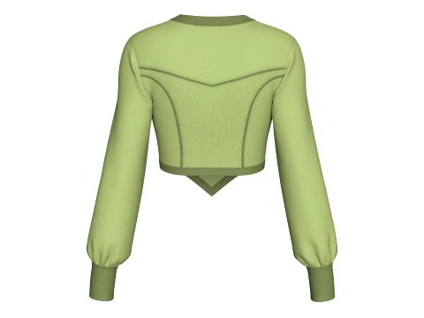 Girls Keyhole Cutout Long Sleeve Crop Top V2 3D Model