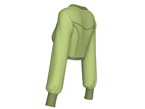 Girls Keyhole Cutout Long Sleeve Crop Top V2 3D Model