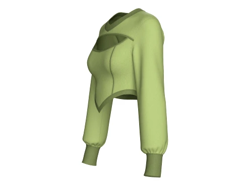 Girls Keyhole Cutout Long Sleeve Crop Top V2 3D Model
