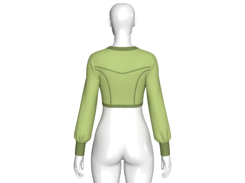 Girls Keyhole Cutout Long Sleeve Crop Top V2 3D Model