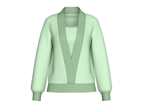 Girls Shawl Collar Layered Cardigan 3D Model