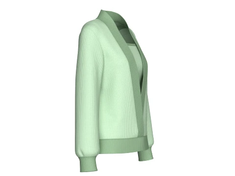 Girls Shawl Collar Layered Cardigan 3D Model