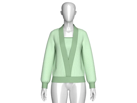 Girls Shawl Collar Layered Cardigan 3D Model