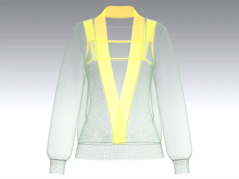 Girls Shawl Collar Layered Cardigan 3D Model