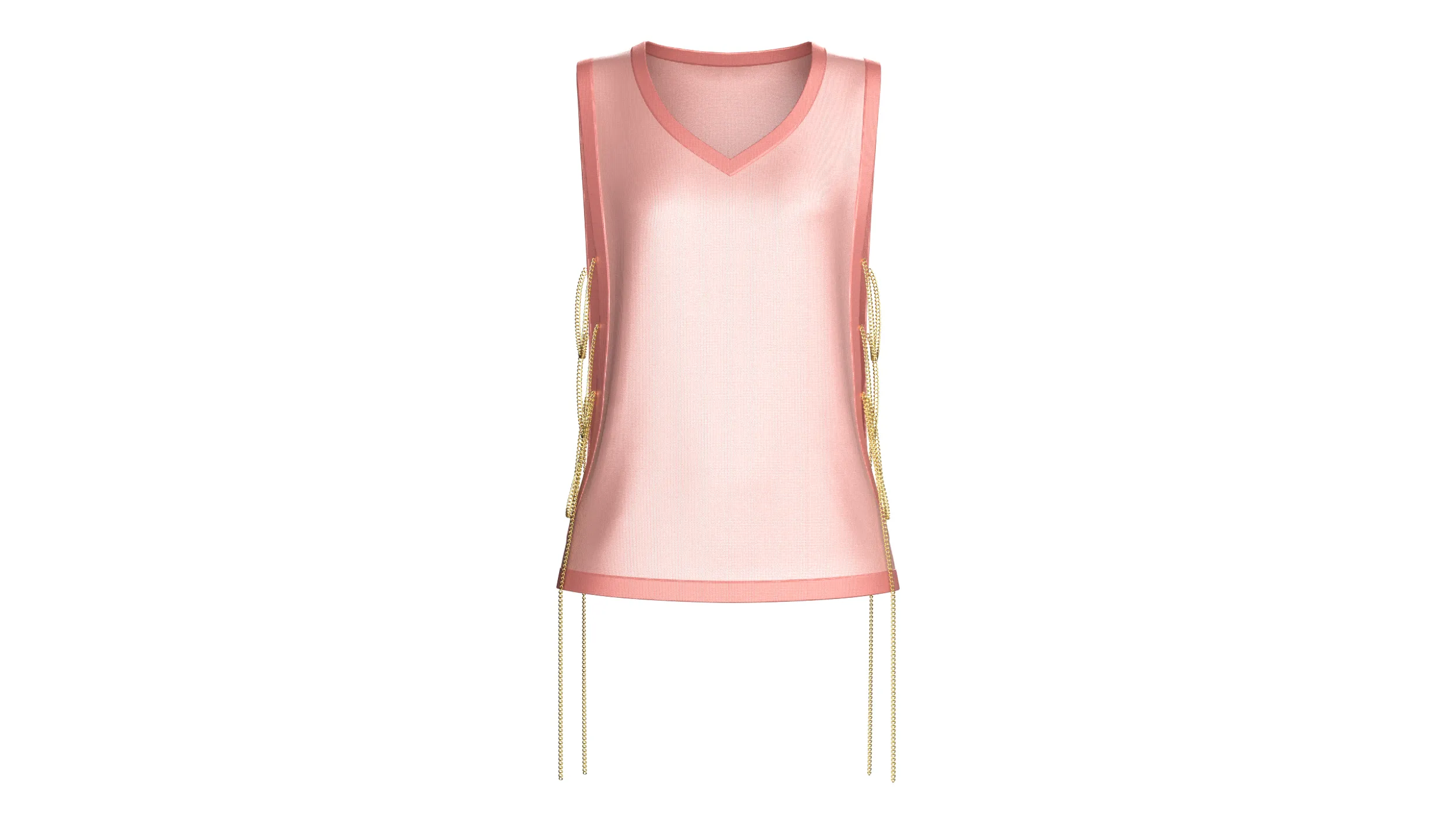 Girls Side-Open Tank Top With Chain Details 3D Model .c4d .max .obj .3ds .fbx .stl .blend 