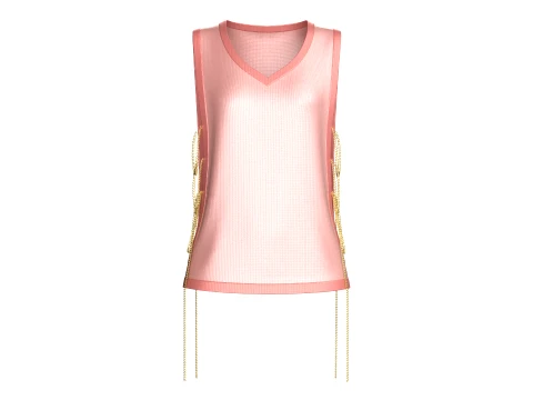 Girls Side-Open Tank Top With Chain Details 3D Model