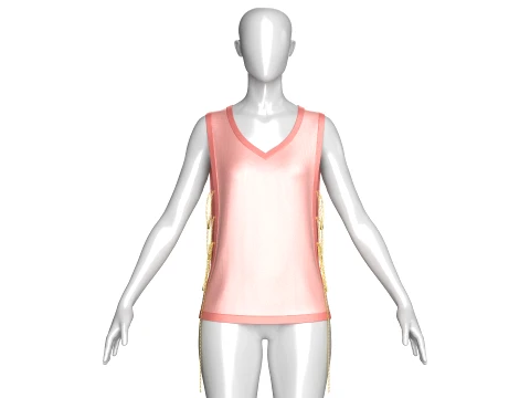 Girls Side-Open Tank Top With Chain Details 3D Model
