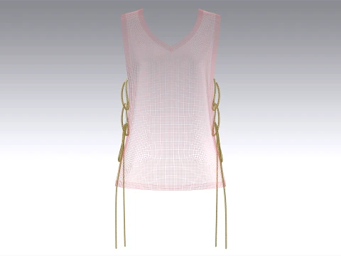 Girls Side-Open Tank Top With Chain Details 3D Model