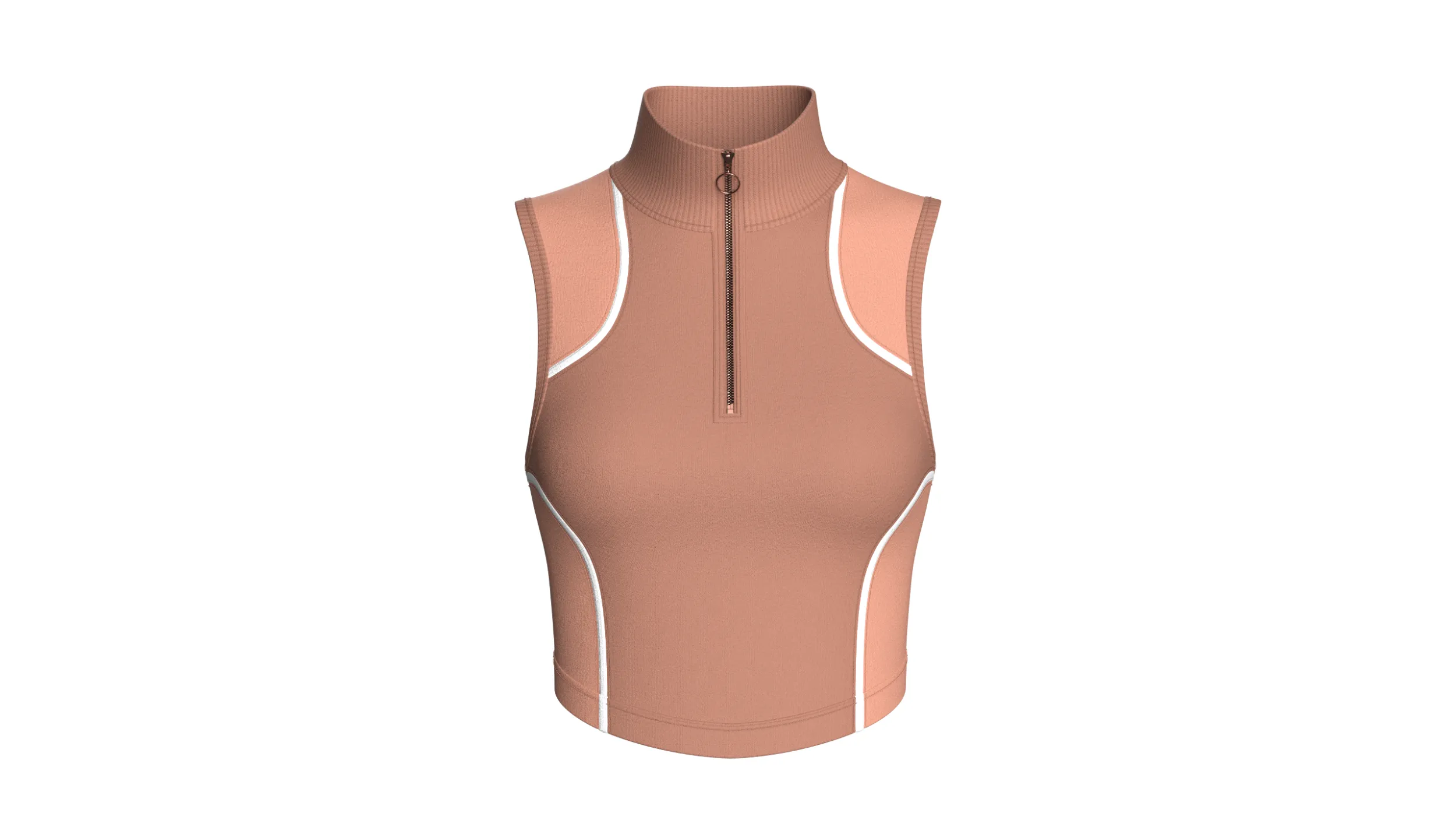 Girls Sleeveless Half-Zip Cropped Top 3D Model .c4d .max .obj .3ds .fbx .stl .blend 