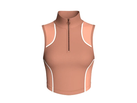 Girls Sleeveless Half-Zip Cropped Top 3D Model