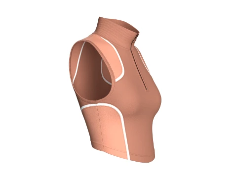Girls Sleeveless Half-Zip Cropped Top 3D Model