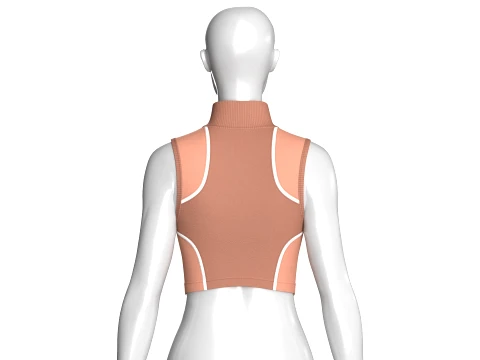 Girls Sleeveless Half-Zip Cropped Top 3D Model