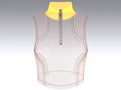Girls Sleeveless Half-Zip Cropped Top 3D Model
